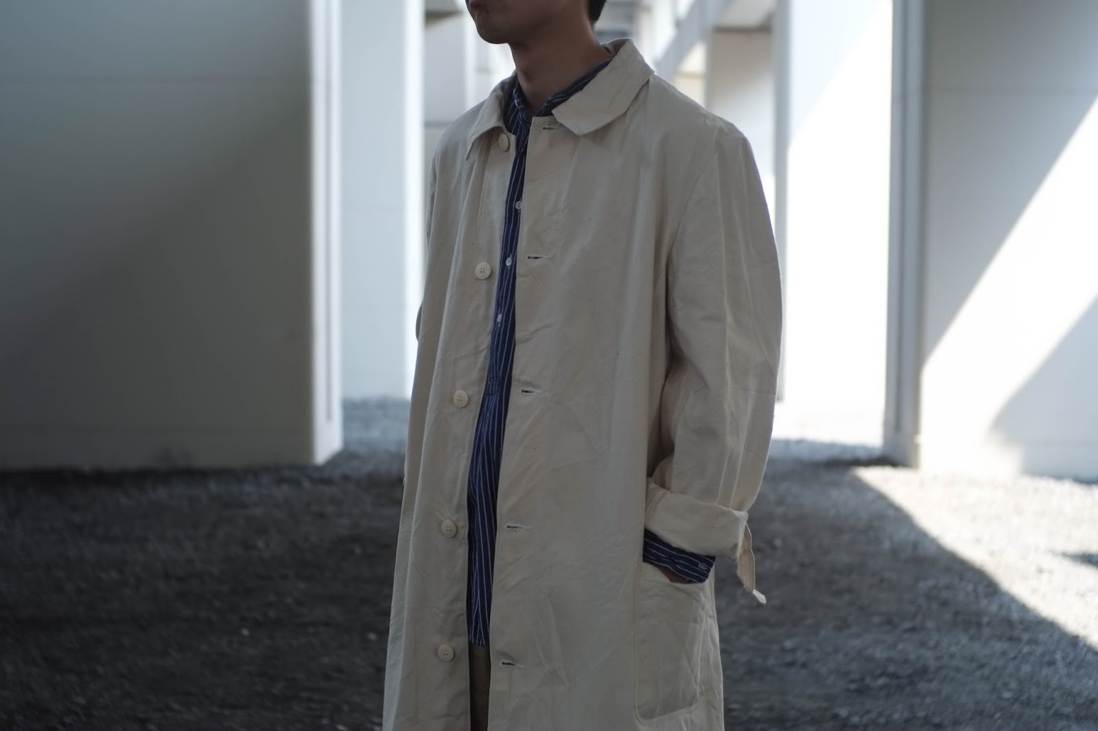 旧日本軍 ホスピタル コート 白衣 古布 木綿 生成り ジャパン